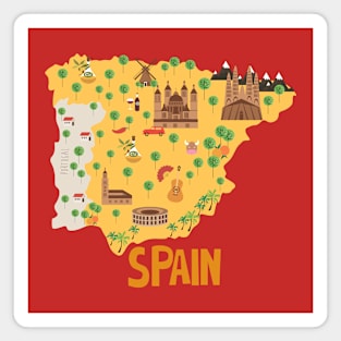 Spain Illustrated Map Magnet